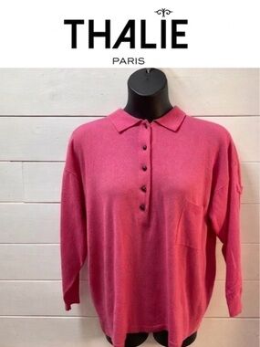 THALIE LAMBWOOL SWEATER – BUTTONED COLLAR – SIZE L